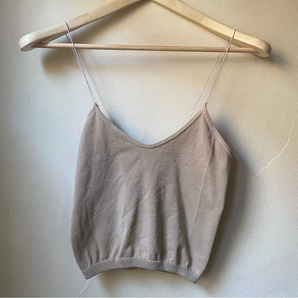 Gold Sparkle Strapped Cami Crop Top